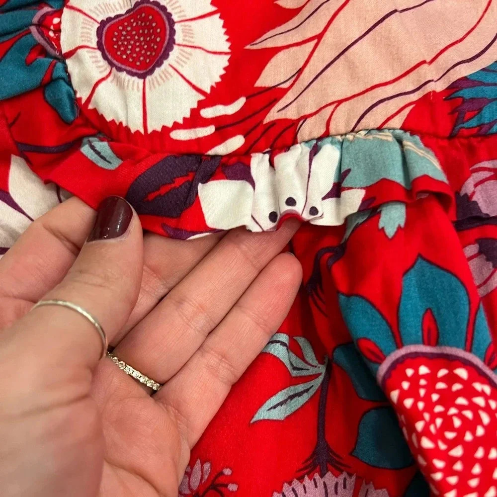 Tea Collection Floral Red Ruffle Dress - Picture 3 of 6